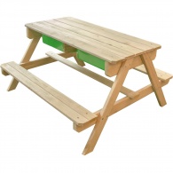 Стол для игр с песком и водой со скамейками и грифельной поверхностью 